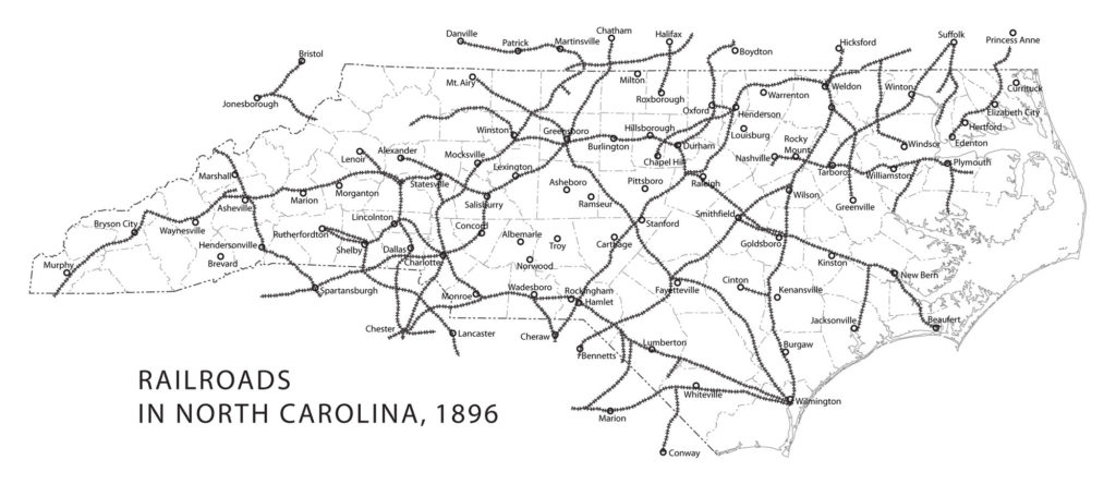 railroads in North Carolina, 1896