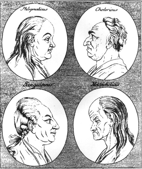 woodcut showing the four temperatments