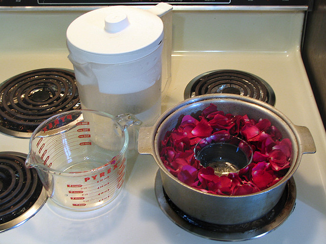 setup for distilling rose water